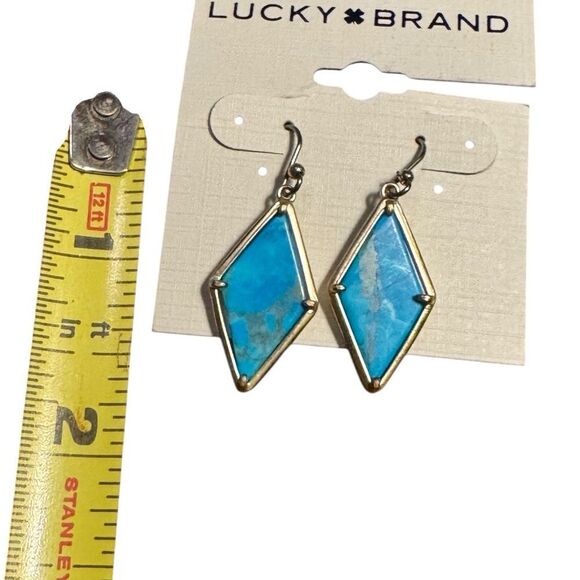 Lucky Brand Blue and Gold Geometric Earrings - Picture 3 of 3
